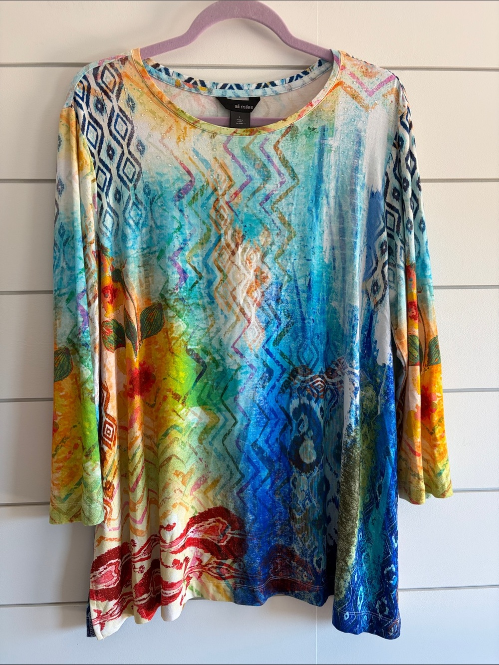 Ali smiled Multicolor Printed Tunic Top NWT Size Large